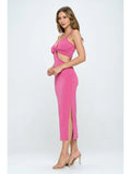 Made in USA V Neck Cutout Dress with Slit