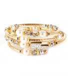 Silver Lightning Bolt Druzy and Pearl Wrap Gold Bracelet