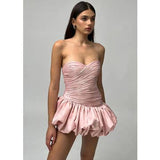 Blush Satin Bubble Mini Dress
