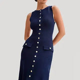 Sleeveless Crew Neck Slim Knit Dress