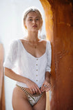 Romeo Blouse - White Floral Embroidery