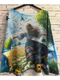 Zagir Blue Girl Round Neck Knit Printed Sweater (case of 2)