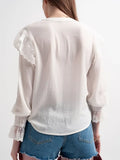 Volume Sleeve Blouse with Cuff Sleeve in Oyster