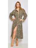 One Size Animal Button Shirt Maxi Dress LOOWIE