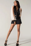 Long sleeve romper with slit open sleeves