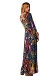 Paisley Bohemian Floral Print 3/4 Sleeves Long Maxi Dress