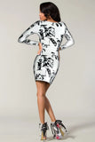 Long sleeve body hugging dress with printed letters
