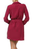 A-line wrap dress with chest pockets and a waist tie