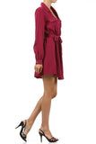 A-line wrap dress with chest pockets and a waist tie