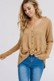 Dotted Button Up Front Tie Patterned Top