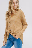 Dotted Button Up Front Tie Patterned Top