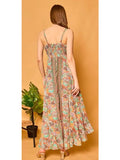 One Size Maxi Tropical Silk Off Shoulder Dress
