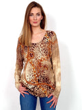 Long sleeve T-shirt  with leopard pattern