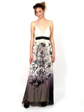 Long formal dress with slim shoulder straps
