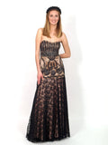 Long formal dress with black lace