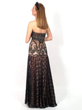 Long formal dress with black lace