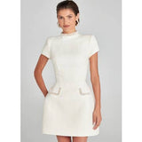 Crystal-Trim Tweed Mini Dress