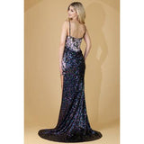 3D Floral Applique Sequin Sheath Dress