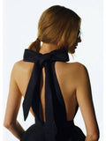 Halter Bow-Back Flare Mini Dress