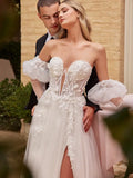 Strapless Ball Gown with Removable Sleeves