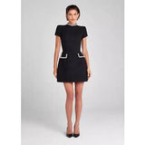Crystal-Trim Tweed Mini Dress