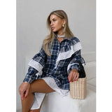 Plaid Elegance Ruffle Shirt Dress