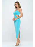 Made in USA V Neck Cutout Dress with Slit