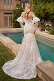 Lace Mermaid Bridal Gown with Removable Sleeves
