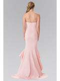Strapless Long Dress with Beading Along the Top of the Bodice