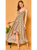 One Size Maxi Tropical Silk Off Shoulder Dress