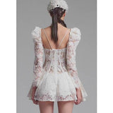 Juliette - Sheer Lace Corset Mini Dress