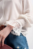 Volume Sleeve Blouse with Cuff Sleeve in Oyster