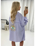 Melrose Oversized Evil Eye Gauze Cotton Shirt