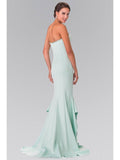 Strapless Long Dress with Beading Along the Top of the Bodice