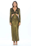 Made in USA V Neck Cutout Dress with Slit