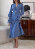 Sophia Buttoned Elegance Midi Dress