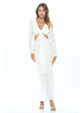 Made in USA V Neck Cutout Dress with Slit