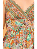 One Size Maxi Tropical Silk Off Shoulder Dress