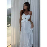 Floral Cutout Backless Long Dress
