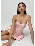 Blush Satin Bubble Mini Dress