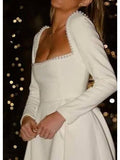 Pearl-Trim Square Neck Mini Dress