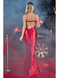 Satin Cut Out Gown with Embellishment