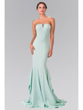 Strapless Long Dress with Beading Along the Top of the Bodice