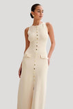 Sleeveless Crew Neck Slim Knit Dress