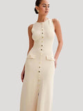Sleeveless Crew Neck Slim Knit Dress