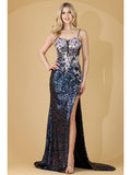 3D Floral Applique Sequin Sheath Dress