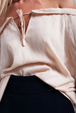 Beige Flowing Off Shoulder Blouse