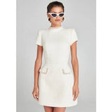 Crystal-Trim Tweed Mini Dress