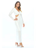 Made in USA V Neck Cutout Dress with Slit