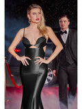 Satin Cut Out Gown with Embellishment